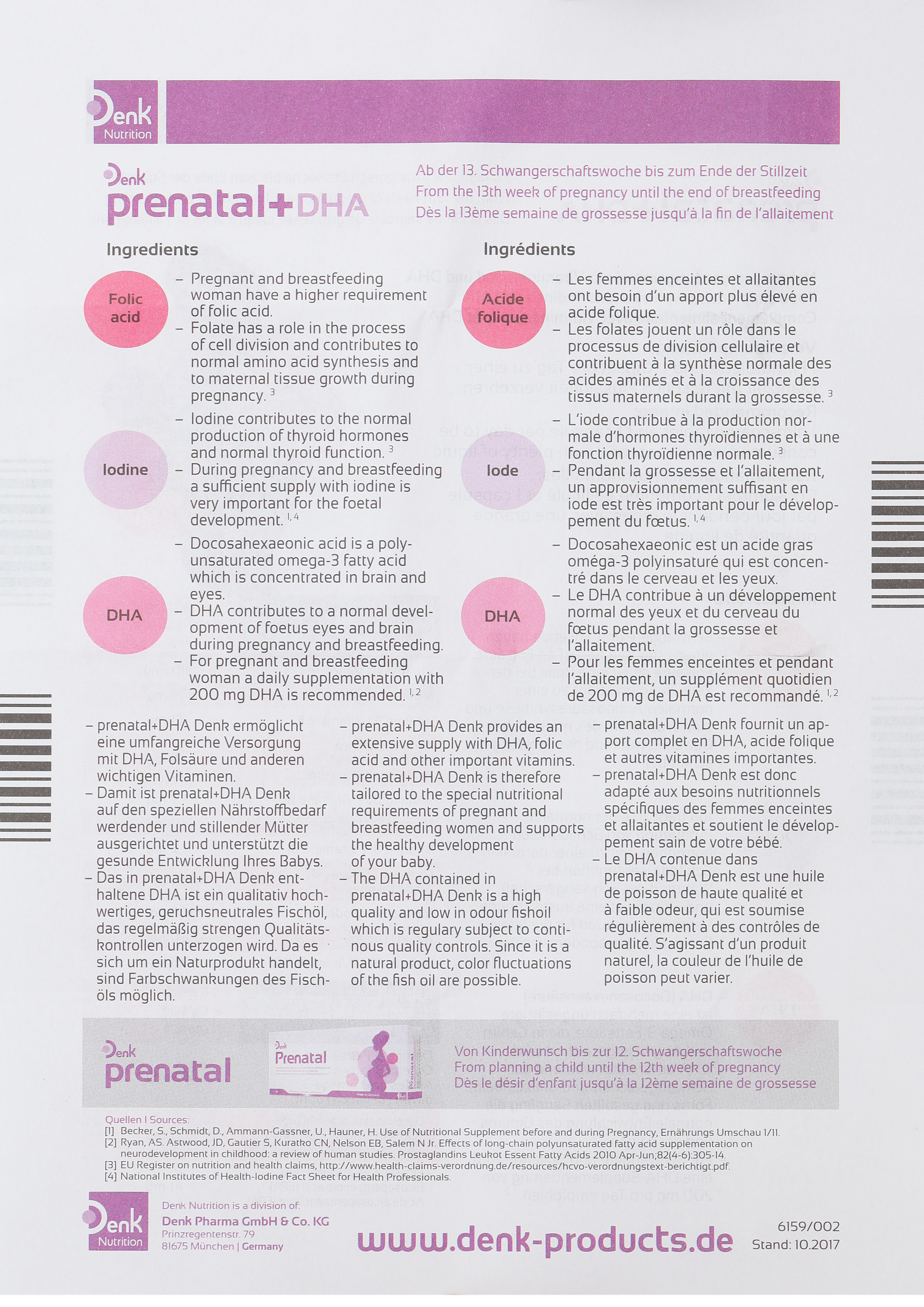 Prenatal + DHA Denk bổ sung vitamin, DHA và EPA cho phụ nữ mang thai hộp 60 viên - 13